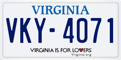 VA license plate VKY4071