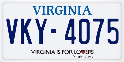 VA license plate VKY4075