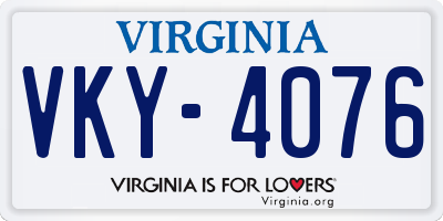 VA license plate VKY4076