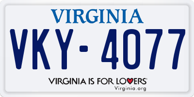 VA license plate VKY4077