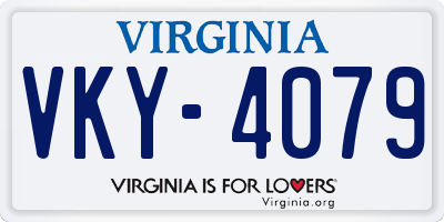 VA license plate VKY4079