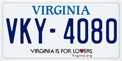 VA license plate VKY4080