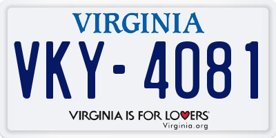 VA license plate VKY4081