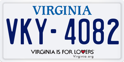 VA license plate VKY4082