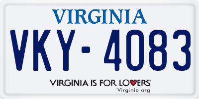 VA license plate VKY4083