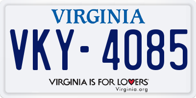 VA license plate VKY4085