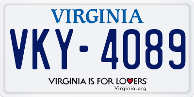 VA license plate VKY4089