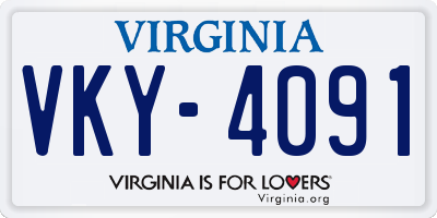 VA license plate VKY4091