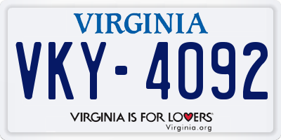 VA license plate VKY4092