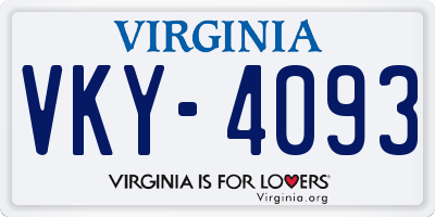 VA license plate VKY4093