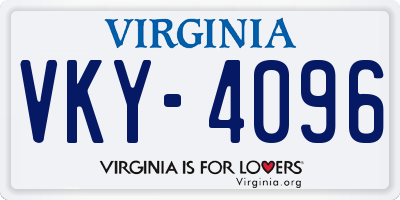 VA license plate VKY4096