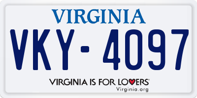 VA license plate VKY4097