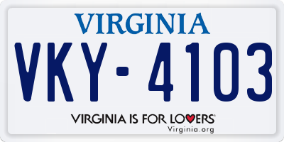 VA license plate VKY4103