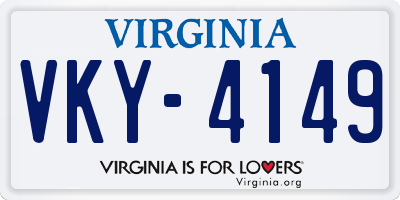 VA license plate VKY4149