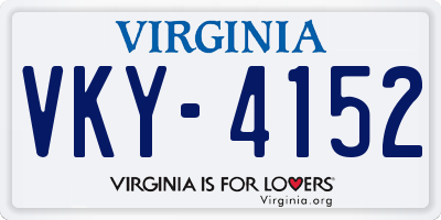 VA license plate VKY4152