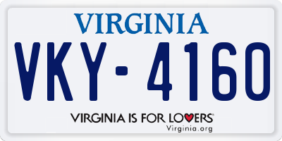 VA license plate VKY4160