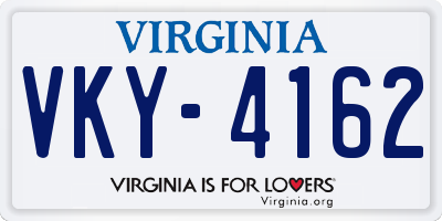 VA license plate VKY4162