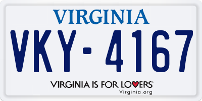 VA license plate VKY4167