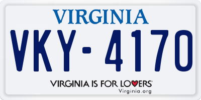 VA license plate VKY4170