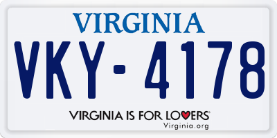 VA license plate VKY4178
