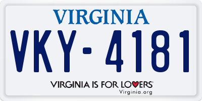 VA license plate VKY4181