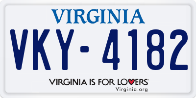 VA license plate VKY4182