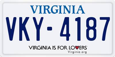 VA license plate VKY4187