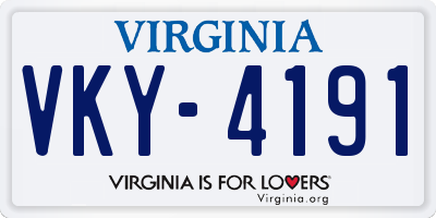 VA license plate VKY4191