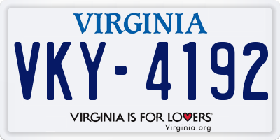 VA license plate VKY4192