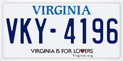 VA license plate VKY4196