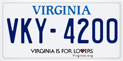 VA license plate VKY4200