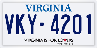 VA license plate VKY4201