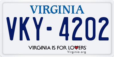 VA license plate VKY4202