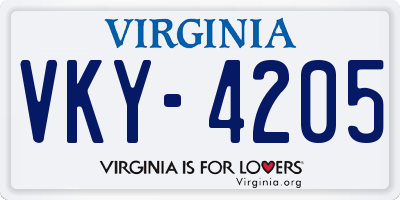 VA license plate VKY4205