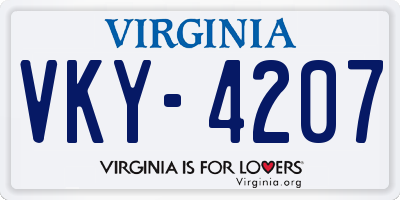 VA license plate VKY4207