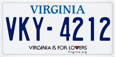 VA license plate VKY4212