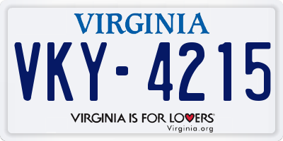 VA license plate VKY4215