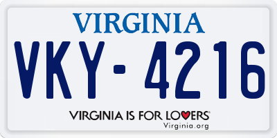 VA license plate VKY4216