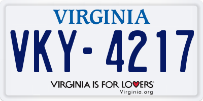 VA license plate VKY4217
