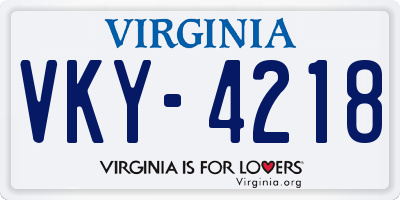 VA license plate VKY4218