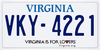 VA license plate VKY4221