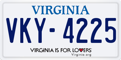 VA license plate VKY4225