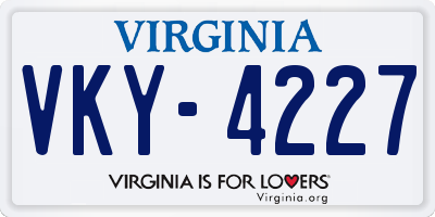 VA license plate VKY4227