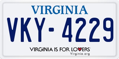 VA license plate VKY4229