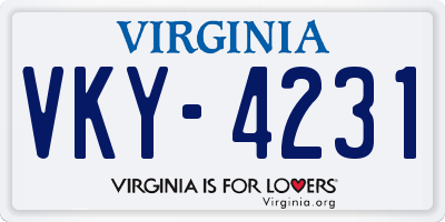 VA license plate VKY4231