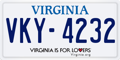 VA license plate VKY4232