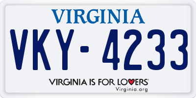 VA license plate VKY4233