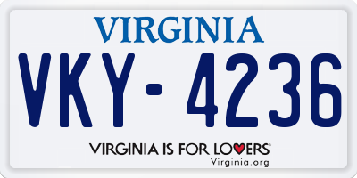 VA license plate VKY4236