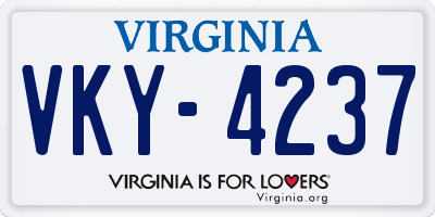 VA license plate VKY4237