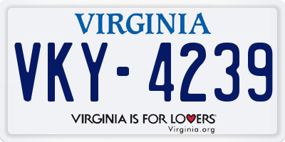 VA license plate VKY4239